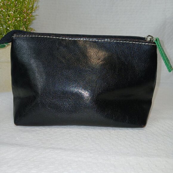 FASHION EXPRESS SMALL BLACK MAKEUP BAG WITH FLOWERS - Picture 2 of 4